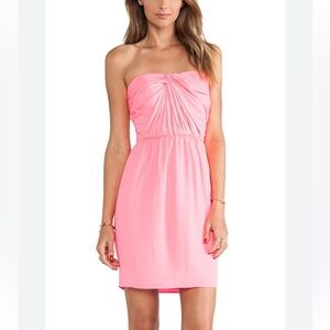 Shoshanna Strapless Ruched Zoya Vibrant Barbie Bubblegum Pink Dress